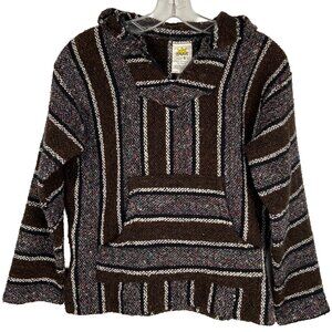 VINTAGE SUNSPECS PURPLE STRIPED BEACH BAJA HOODIE DRUG RUG MEXICO SMALL